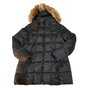 Women's MARC NEW YORK Black Puffer Jacket with Faux Fur Hood XL